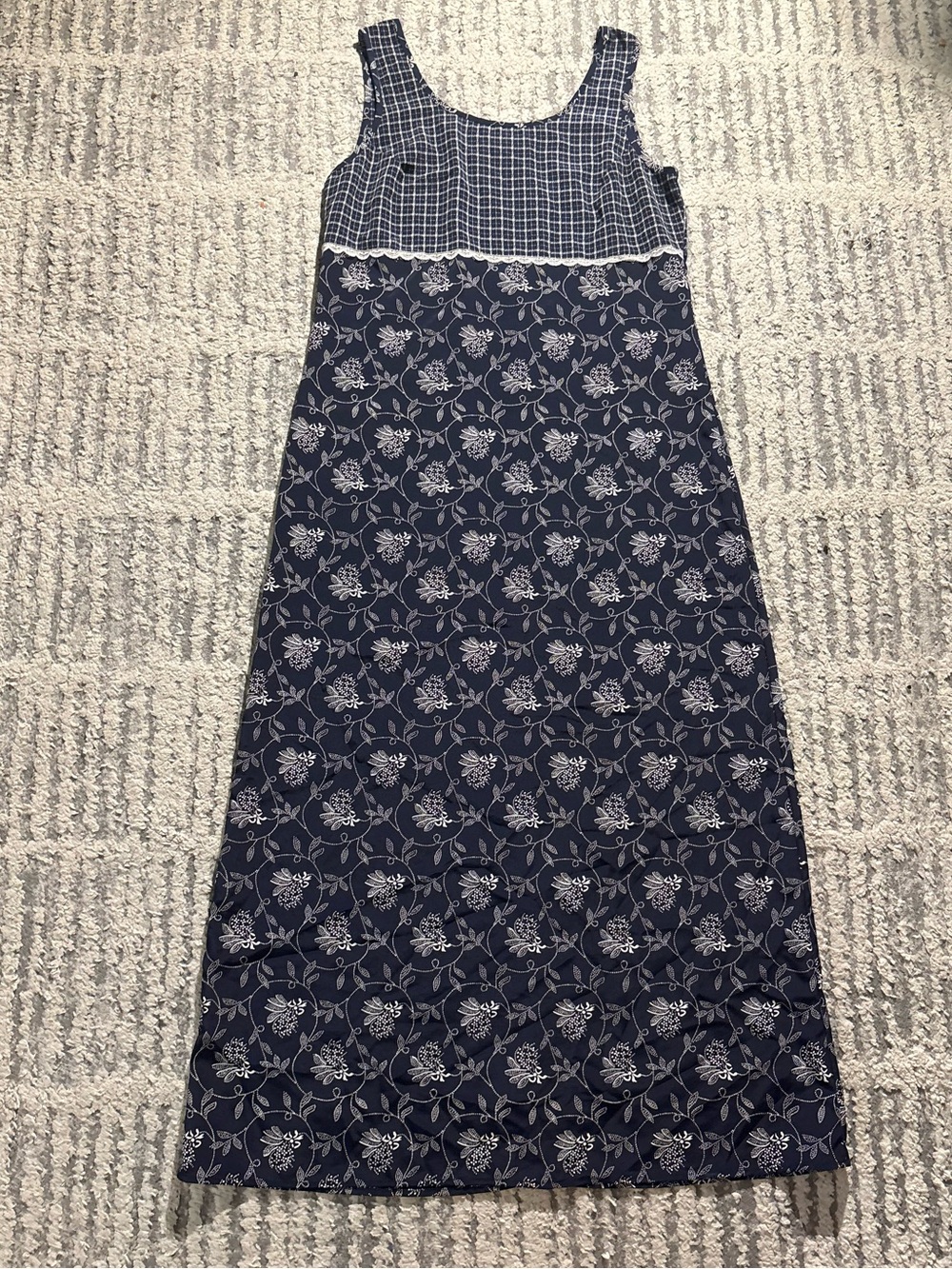 Vintage California concepts blue patterned cottagecore midi dress size S